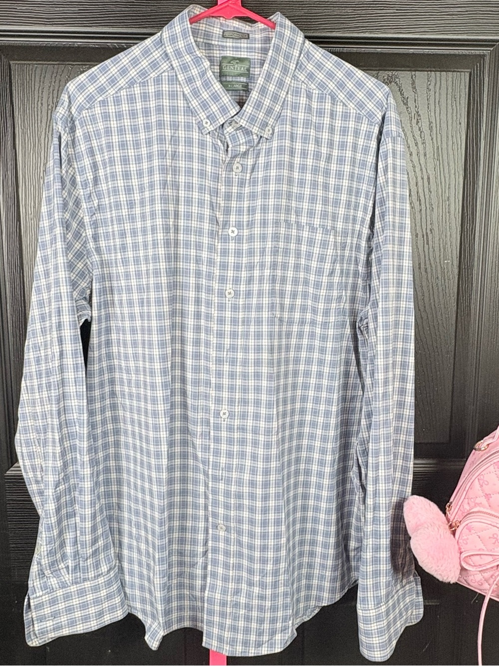 Genteal Men's Light Blue Plaid Button-Down Shirt